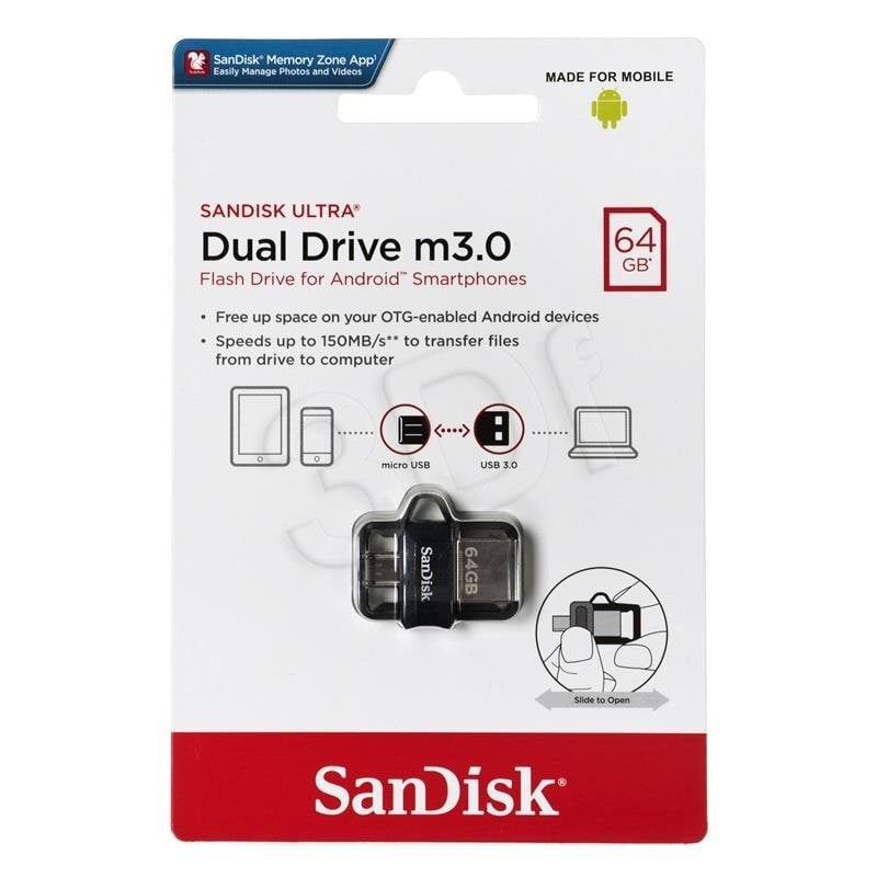 SanDisk Ultra Dual Drive 3.0 kaina ir informacija | Atminties kortelės fotoaparatams, kameroms | pigu.lt