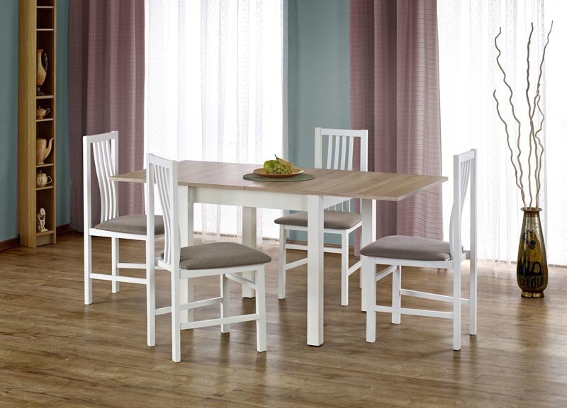 Išskleidžiamas stalas Halmar Gracjan, ąžuolo/baltos spalvos kaina ir informacija | Virtuvės ir valgomojo stalai, staliukai | pigu.lt