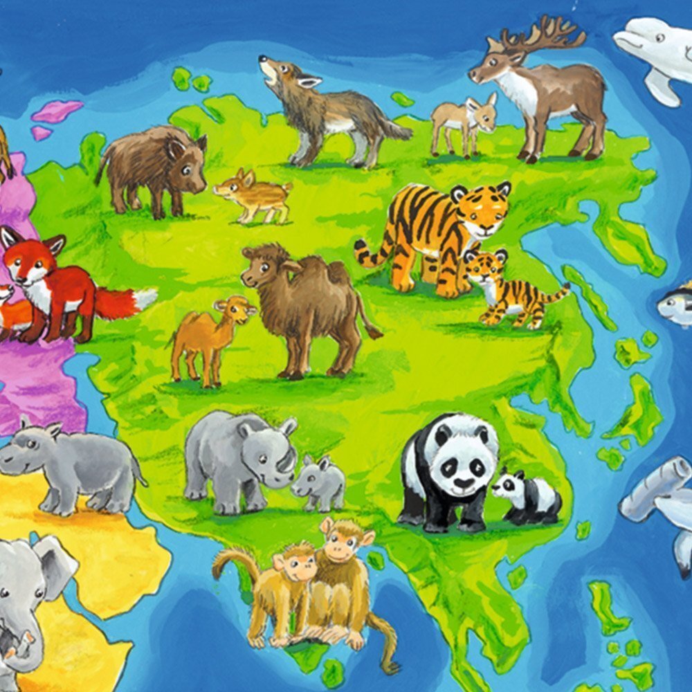 Dėlionė Ravensburger Pasaulio žemėlapis su gyvūnais 30 detalių, 066414 kaina ir informacija | Dėlionės (puzzle) | pigu.lt