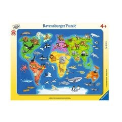 Пазл Ravensburger большой 30 деталей Карта мира с животными цена и информация | Пазлы | pigu.lt