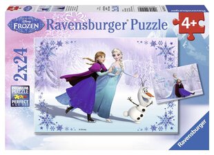 Пазл Ravensburger Frozen Sisters Forever, 2х24 шт. цена и информация | Ravensburger Товары для детей и младенцев | pigu.lt