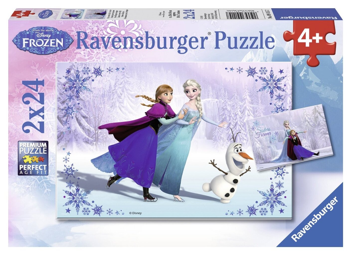 Dėlionių rinkinys Ravensburger Ledo šalis (Frozen) Seserys 2x24 detalės, 091157 kaina ir informacija | Dėlionės (puzzle) | pigu.lt