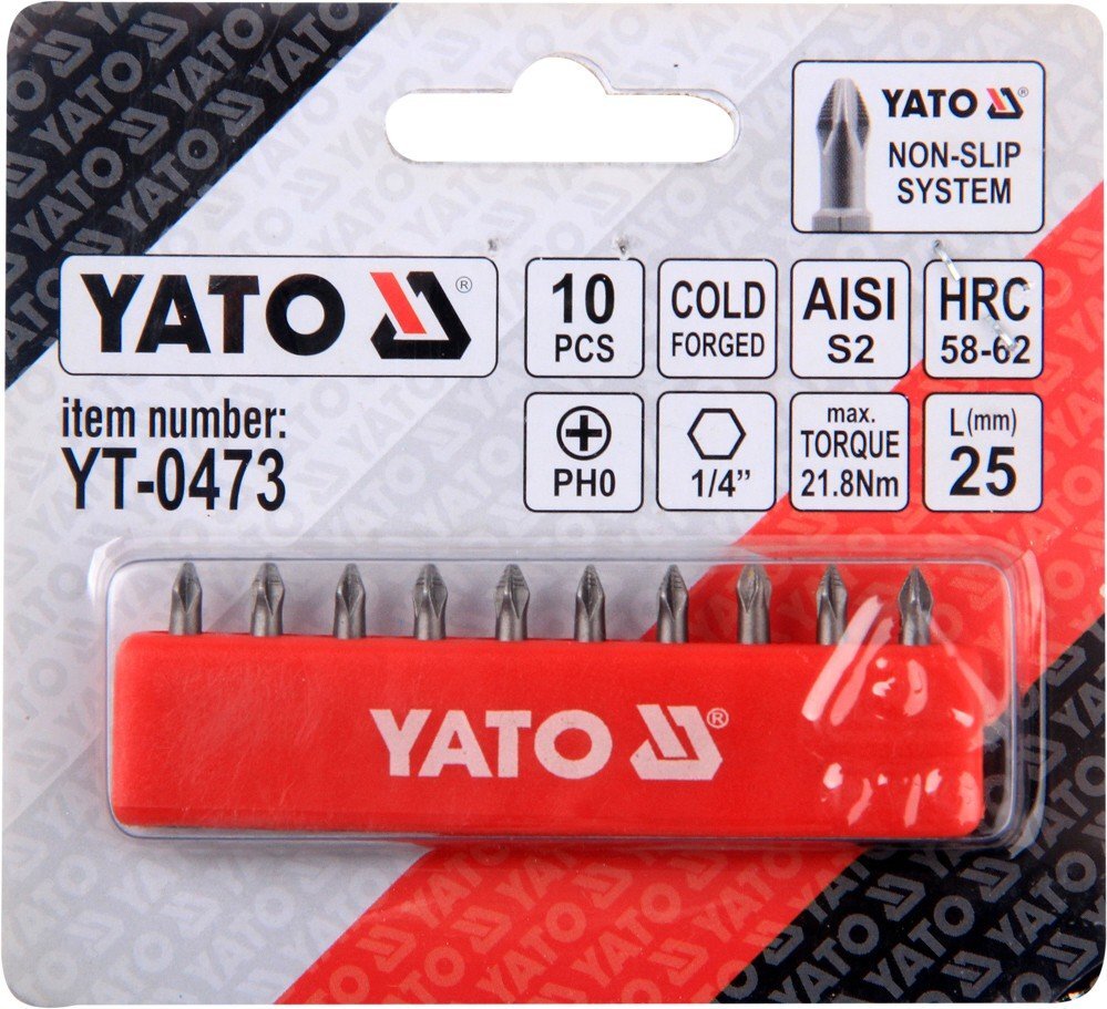 Atsuktuvo antgalių rinkinys Yato PH0x25mm 1/4", 10vnt. цена и информация | Mechaniniai įrankiai | pigu.lt