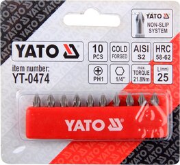 Atsuktuvo antgalių rinkinys Yato PH1x25mm 1/4", 10vnt. kaina ir informacija | Mechaniniai įrankiai | pigu.lt