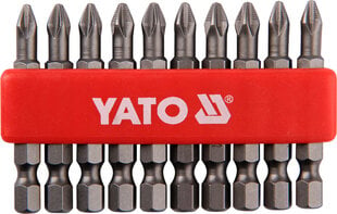 Комплект насадок 10 шт. Yato PH2x50мм 1/4" цена и информация | Механические инструменты | pigu.lt