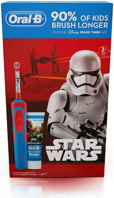 Dantų šepetėlis ORAL-B Kids Star Wars + Dantų pasta kaina ir informacija | Elektriniai dantų šepetėliai | pigu.lt