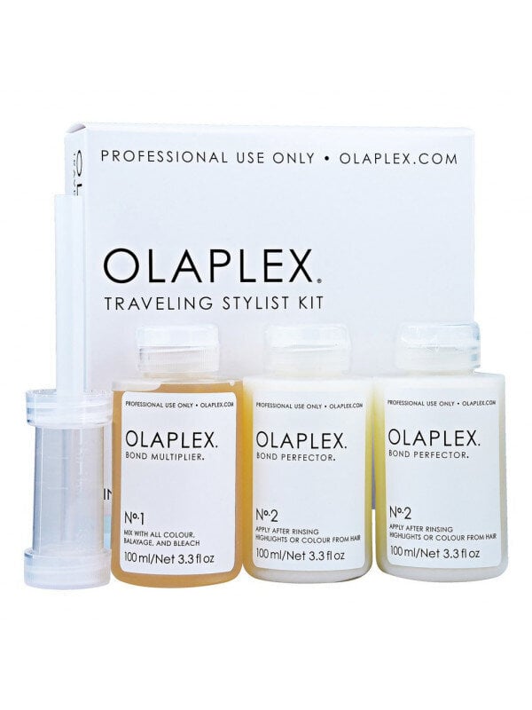 Atkuriamasis plaukų priemonių rinkinys Olaplex Traveling Stylist Kit, 3 x 100 ml цена и информация | Priemonės plaukų stiprinimui | pigu.lt