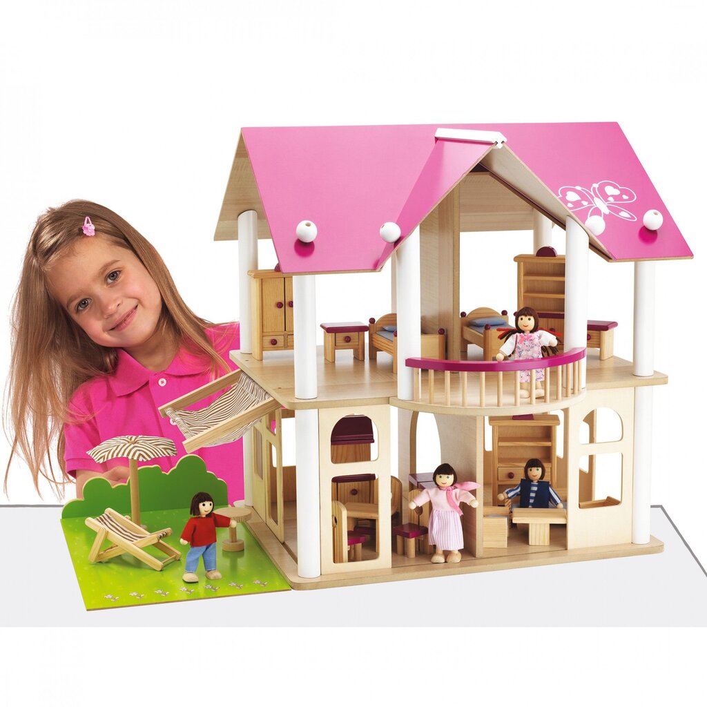 Medinis lėlių namas su baldais ir figūrėlėmis Simba Eichhorn kaina ir informacija | Žaislai mergaitėms | pigu.lt