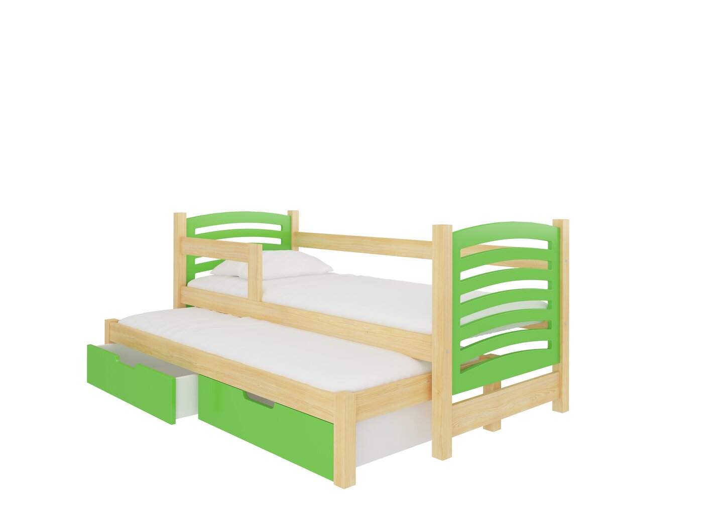 Vaikiška lova Avila, 180 x 75 / 172 x 75 cm, žalia/ruda kaina ir informacija | Vaikiškos lovos | pigu.lt