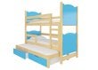 Dviaukštė lova Leticia, 180x75 cm/172x75 cm, mėlyna/ruda цена и информация | Vaikiškos lovos | pigu.lt