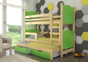 Dviaukštė lova Leticia, 180x75 cm/172x75 cm, žalia/ruda kaina ir informacija | Vaikiškos lovos | pigu.lt