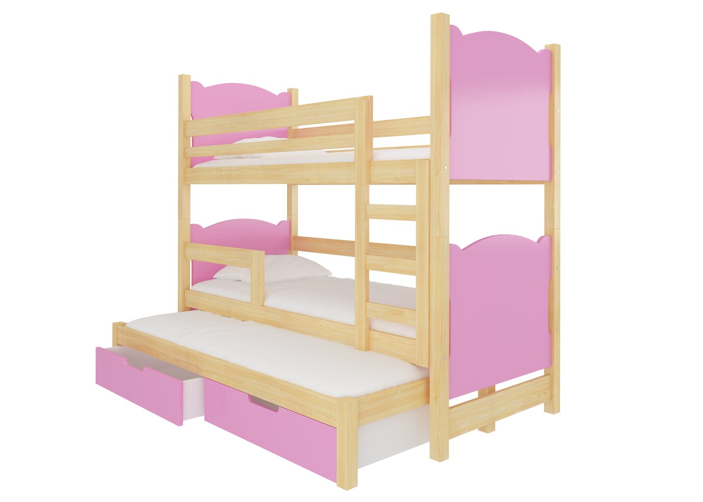 Dviaukštė lova Leticia, 180x75 cm/172x75 cm, rožinė/ruda kaina ir informacija | Vaikiškos lovos | pigu.lt