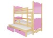 Dviaukštė lova Leticia, 180x75 cm/172x75 cm, rožinė/ruda kaina ir informacija | Vaikiškos lovos | pigu.lt