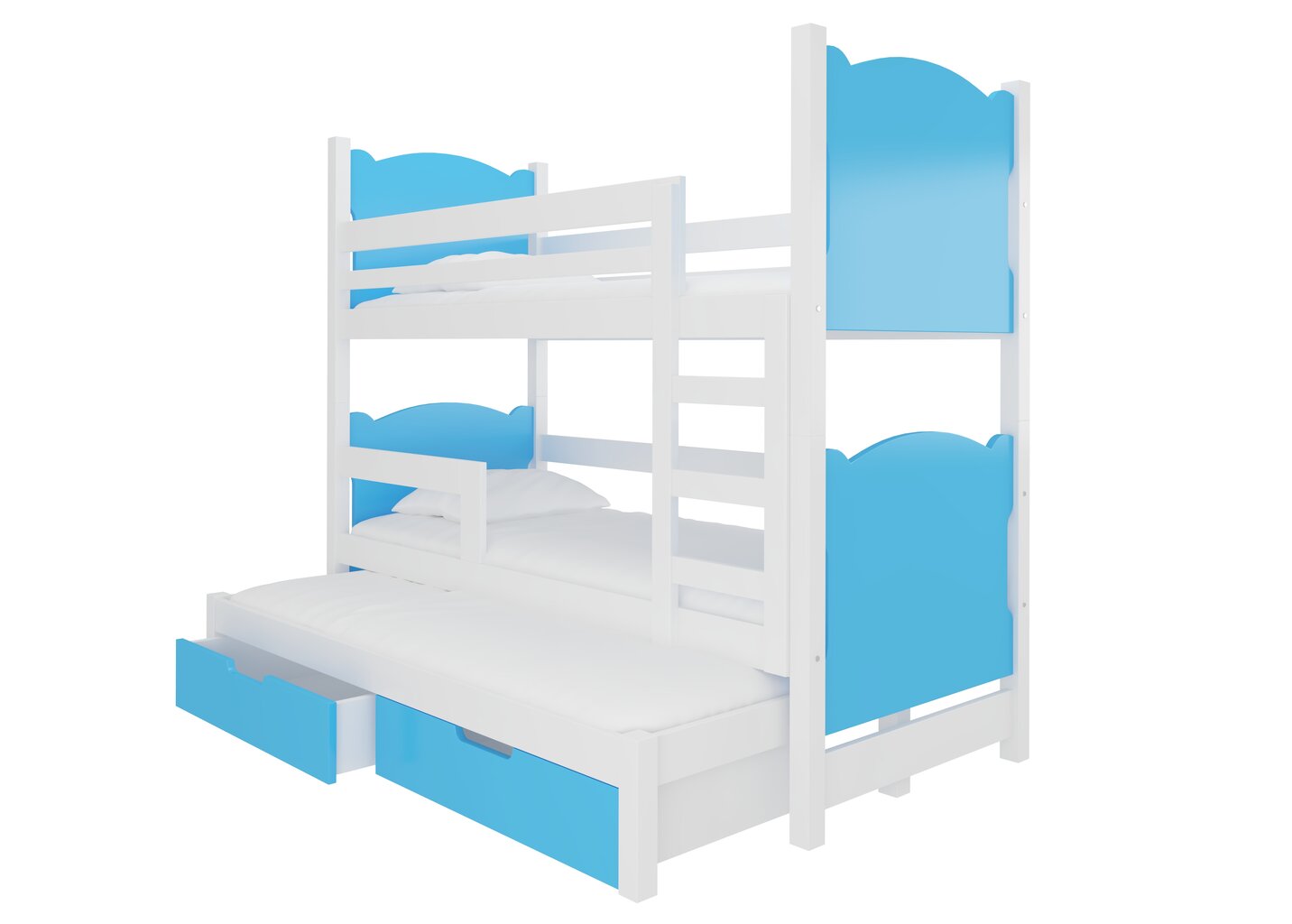 Dviaukštė lova Leticia, 180x75 cm/172x75 cm, mėlyna/balta kaina ir informacija | Vaikiškos lovos | pigu.lt