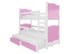 Dviaukštė lova Leticia, 180x75 cm/172x75 cm, rožinė/balta