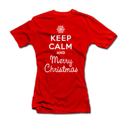 Moteriški marškinėliai Keep calm Merry Christmas kaina ir informacija | Originalūs marškinėliai | pigu.lt