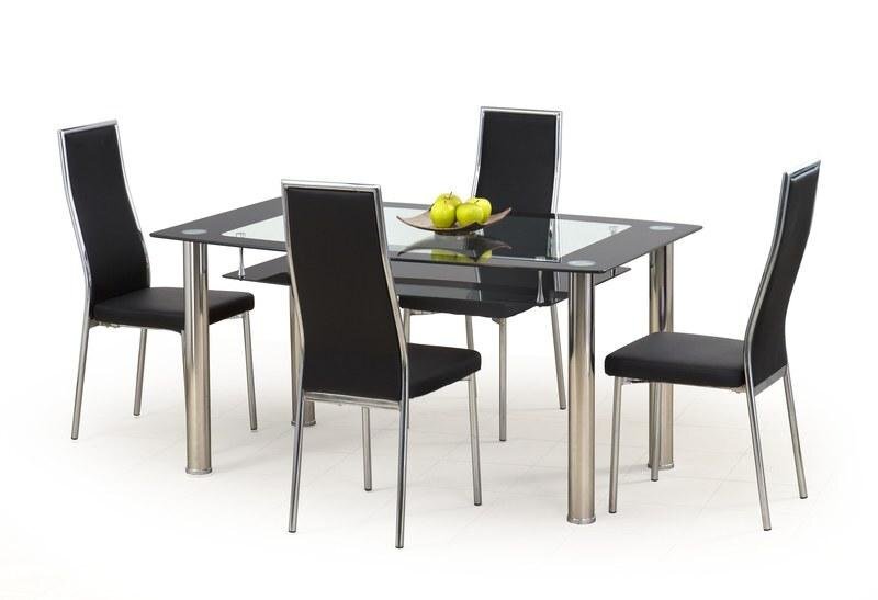 Stalas Halmar Cristal, juodas/skaidrus kaina ir informacija | Virtuvės ir valgomojo stalai, staliukai | pigu.lt