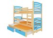 Dviaukštė lova Soria, 180x75 cm/172x75 cm, mėlyna/ruda kaina ir informacija | Vaikiškos lovos | pigu.lt