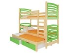 Dviaukštė lova Soria, 180x75 cm/172x75 cm, žalia/ruda