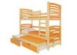 Dviaukštė lova Soria, 180x75 cm/172x75 cm, oranžinė/ruda kaina ir informacija | Vaikiškos lovos | pigu.lt