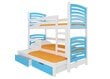 Dviaukštė lova Soria, 180x75 cm/172x75 cm, mėlyna/balta kaina ir informacija | Vaikiškos lovos | pigu.lt