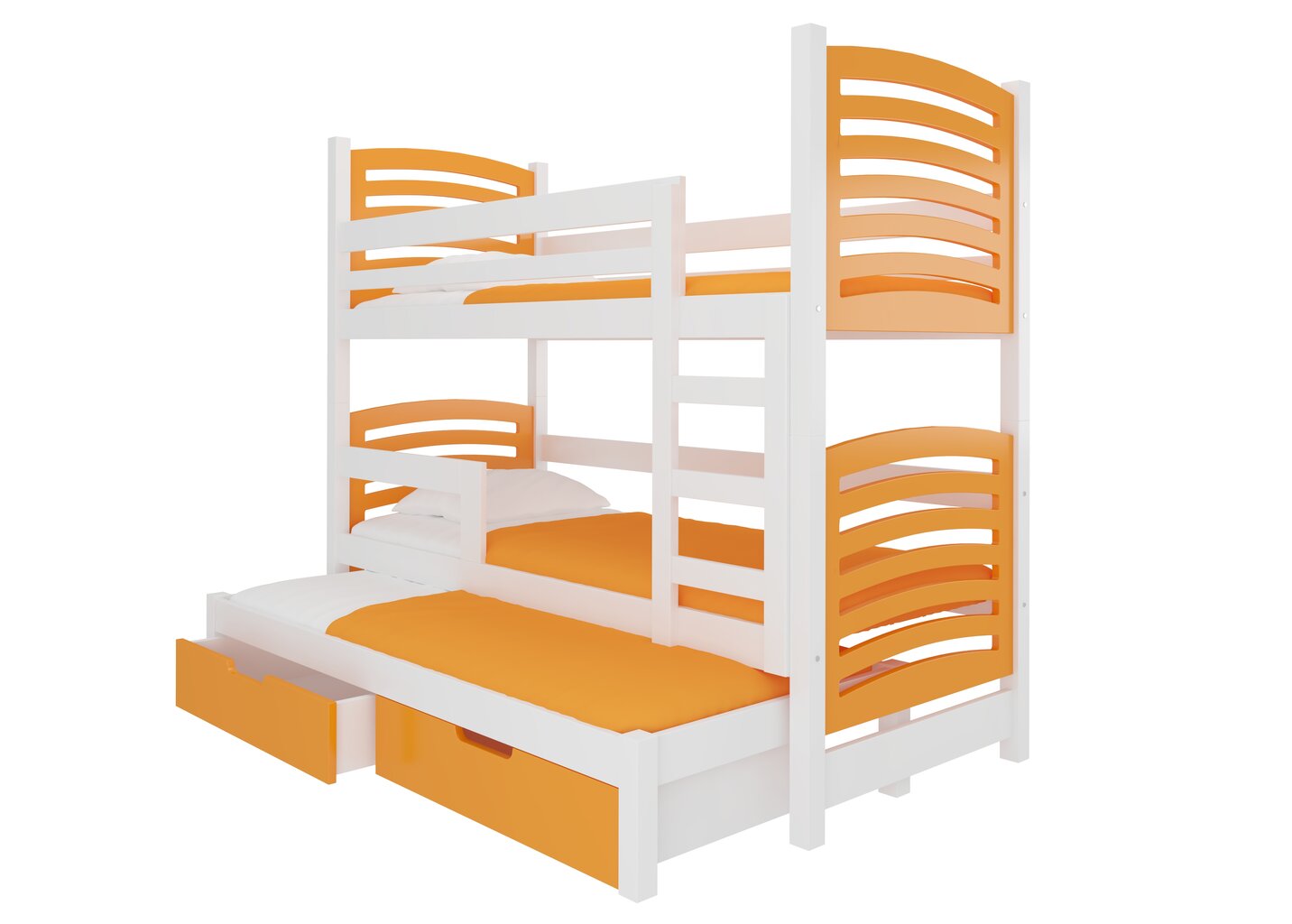 Dviaukštė lova Soria, 180x75 cm/172x75 cm, oranžinė/balta kaina ir informacija | Vaikiškos lovos | pigu.lt