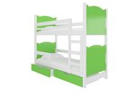 Dviaukštė lova Maraba 180x75 cm, žalia/balta