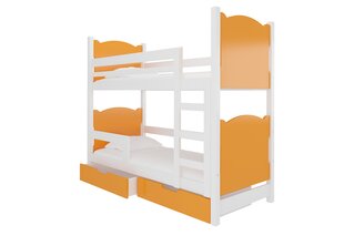 Dviaukštė lova Maraba 180x75 cm, oranžinė/balta kaina ir informacija | Vaikiškos lovos | pigu.lt