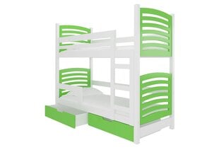 Dviaukštė lova Osuna 180x75 cm, žalia/balta kaina ir informacija | Vaikiškos lovos | pigu.lt