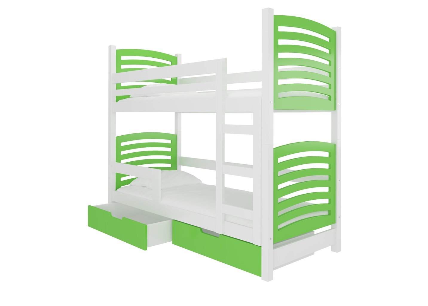 Dviaukštė lova Osuna 180x75 cm, žalia/balta kaina ir informacija | Vaikiškos lovos | pigu.lt
