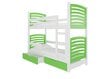 Dviaukštė lova Osuna 180x75 cm, žalia/balta цена и информация | Vaikiškos lovos | pigu.lt