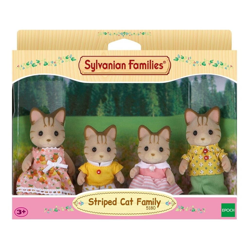 Dryžuotų kačiukų šeimynėlė Sylvanian Families kaina ir informacija | Žaislai mergaitėms | pigu.lt