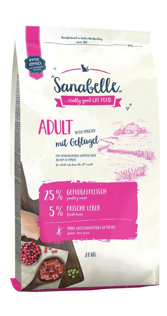 Sanabelle Adult Poultry + Snack Lamb suaugusioms katėms, 2 kg+ 55 g kaina ir informacija | Sausas maistas katėms | pigu.lt