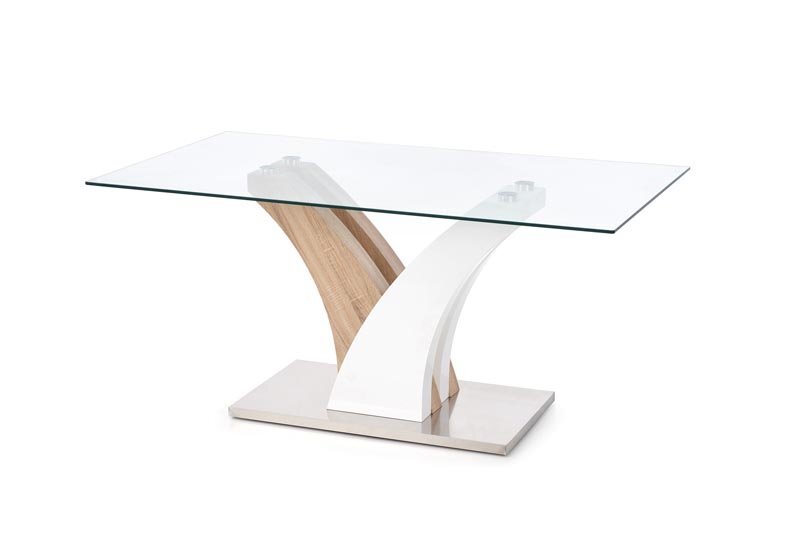 Valgomojo stalas Halmar Vilmer, baltos/ąžuolo spalvos kaina ir informacija | Virtuvės ir valgomojo stalai, staliukai | pigu.lt