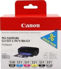 CANON PGI-550/CLI-551 PGBK/C/M/Y/BK/GY M цена и информация | Картриджи для струйных принтеров | pigu.lt