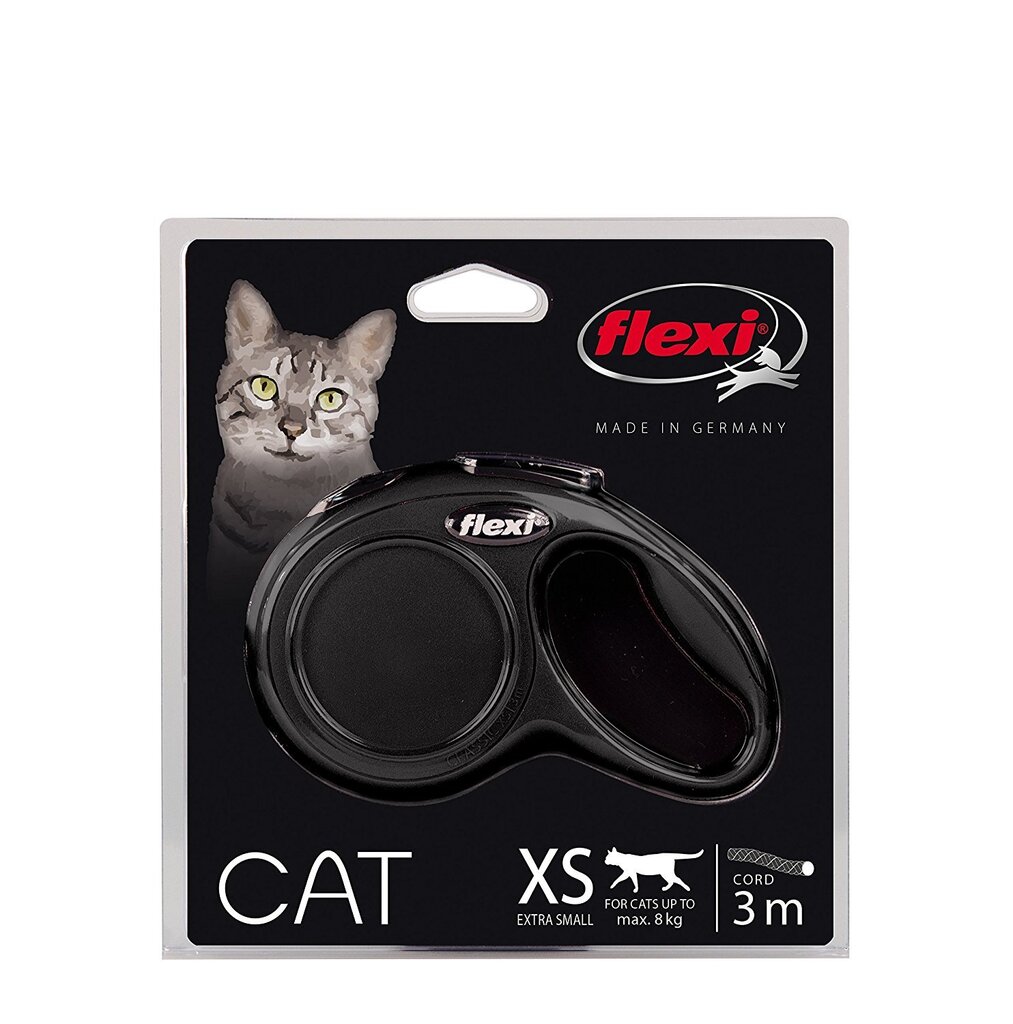 Flexi pavadėlis New Classic XS, 3 m, juodas цена и информация | Pavadėliai, antkakliai, petnešos katėms | pigu.lt