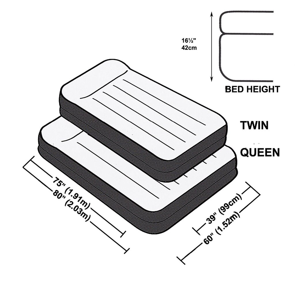 Pripučiamas čiužinys Intex Dura Beam Deluxe Pillow Twin 191 x 99 x 42 cm, su integruota pompa kaina ir informacija | Pripučiami čiužiniai ir baldai | pigu.lt