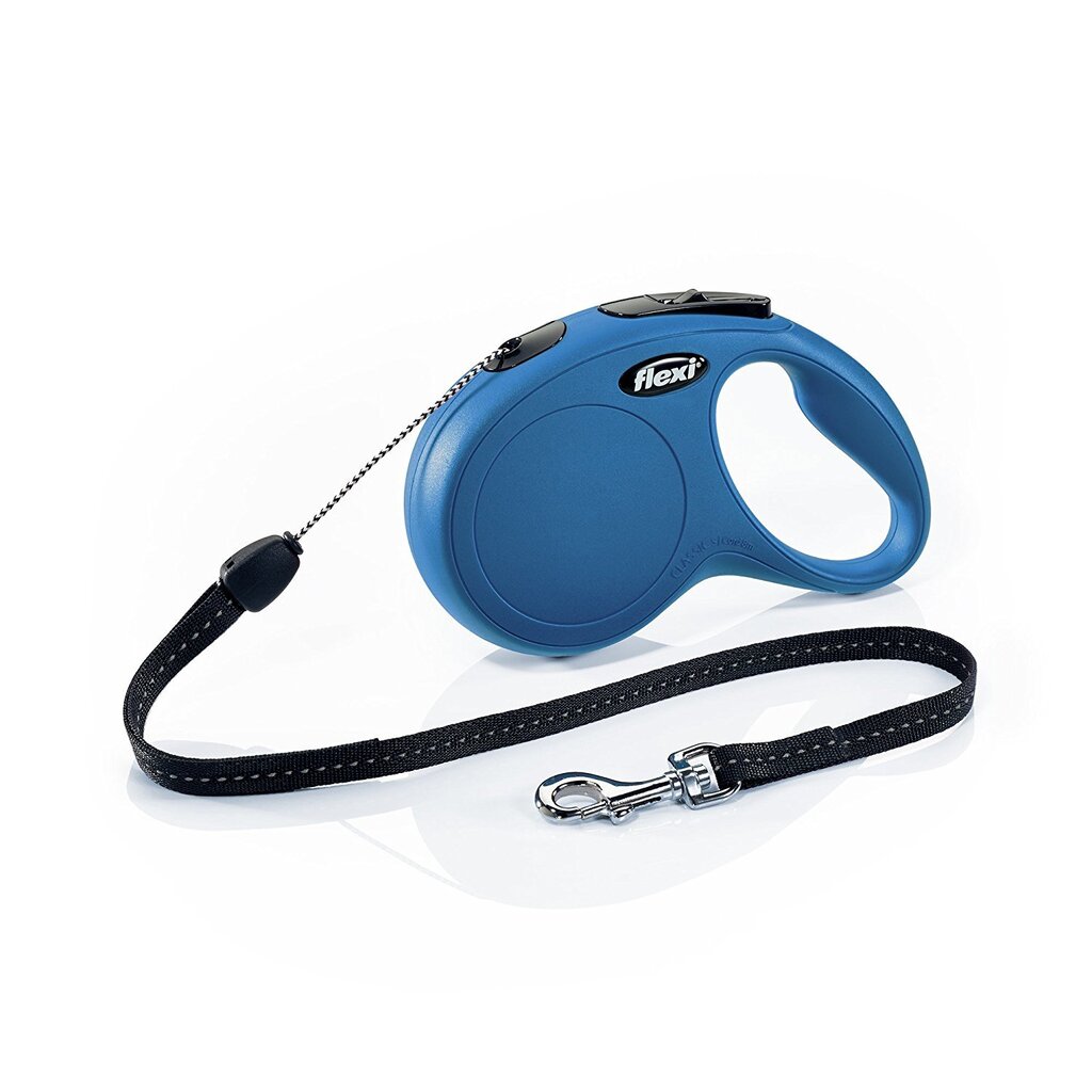 Flexi automatinis pavadėlis New Classic S, mėlynas, 8 m цена и информация | Pavadėliai šunims | pigu.lt