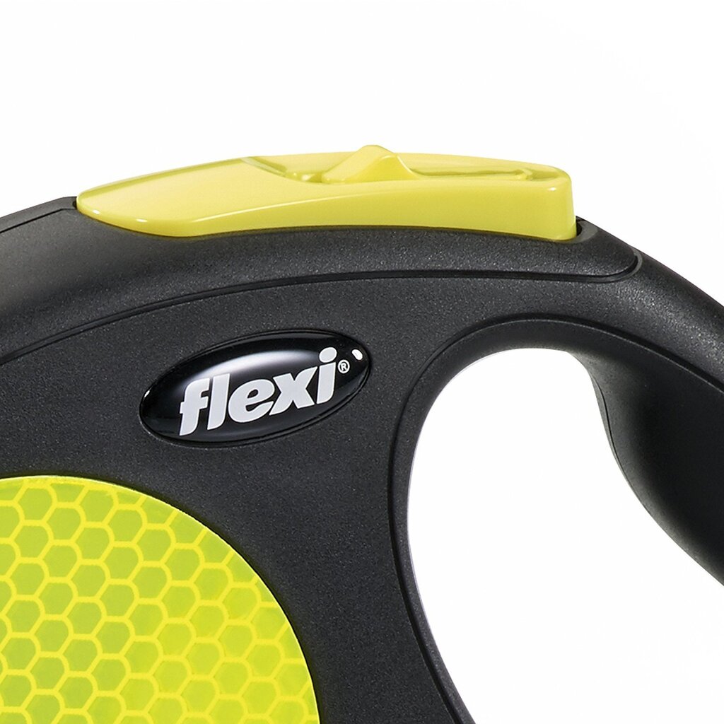 Flexi automatinis pavadėlis Neon New Classic XS, geltonas, 3 m kaina ir informacija | Pavadėliai šunims | pigu.lt
