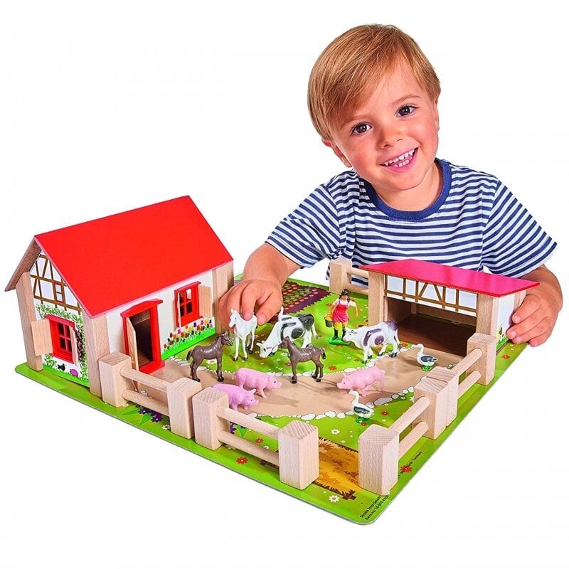 Eichhorn - Medinis mažas ūkis 21 vnt kaina ir informacija | Lavinamieji žaislai | pigu.lt