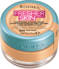 Kreminė pudra Rimmel London Fresher Skin SPF15 25 ml, 303 True Nude kaina ir informacija | Makiažo pagrindai, pudros | pigu.lt