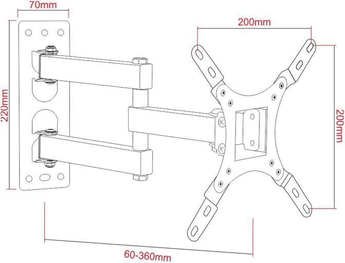 ART AR-57A 17-42” kaina ir informacija | Televizorių laikikliai, tvirtinimai | pigu.lt