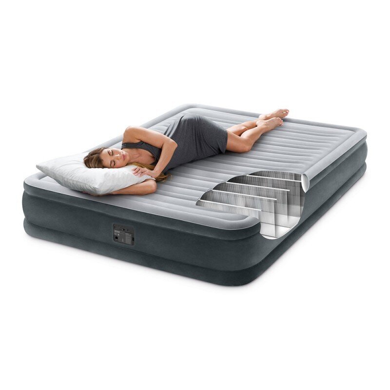 Pripučiamas čiužinys Intex Dura-Beam Comfort-Plush Queen 203x152x33 cm, su integruota pompa цена и информация | Pripučiami čiužiniai ir baldai | pigu.lt