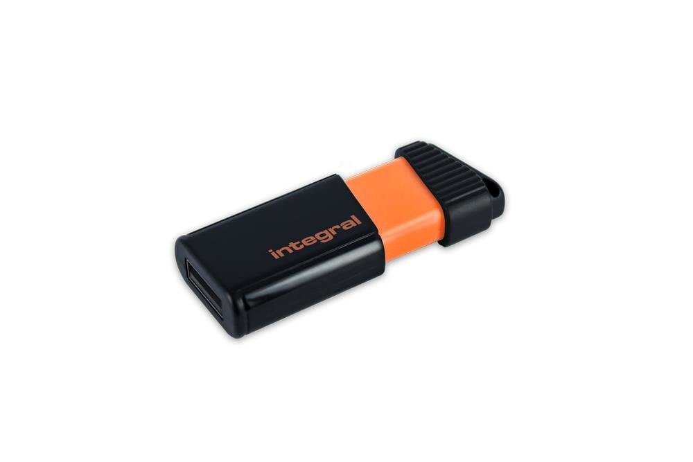 USB laikmena INTEGRAL PULSE, 32GB, USB 2.0, juodos/ oranžinės spalvos kaina ir informacija | USB laikmenos | pigu.lt