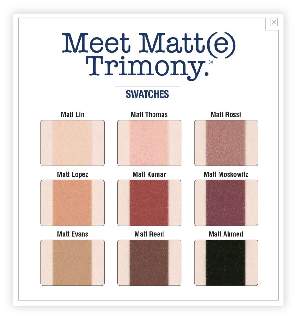 Akių šešėlių paletė TheBalm Meet Matte Trimony, 21.6 g kaina ir informacija | Akių šešėliai, pieštukai, blakstienų tušai, serumai | pigu.lt