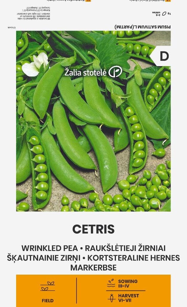Raukšlėtieji žirniai Cetris kaina ir informacija | Daržovių, uogų sėklos | pigu.lt