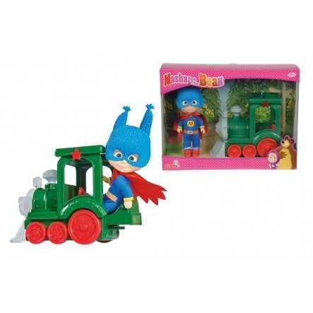 Lėlė - superherojė su traukiniu Simba Maša ir Lokys, 109302119 kaina ir informacija | Žaislai mergaitėms | pigu.lt