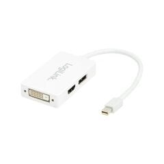 Адаптер "LogiLink" 3in1, "Mini DisplayPort" с "HDMI / DVI / DisplayPort", белый цена и информация | Кабели и провода | pigu.lt