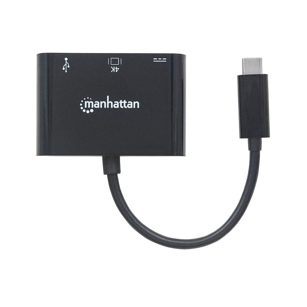 Daugiafunkcis keitiklis Manhattan USB-C 3.1-> HDMI/ USB-A/USB-C, Juodas kaina ir informacija | Adapteriai, USB šakotuvai | pigu.lt