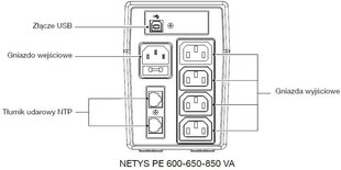 Socomec Netys PE850 kaina ir informacija | Nepertraukiamo maitinimo šaltiniai (UPS) | pigu.lt